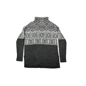 Merona Women's Fair Isle Knit Sweater M Gray‎ White Pattern